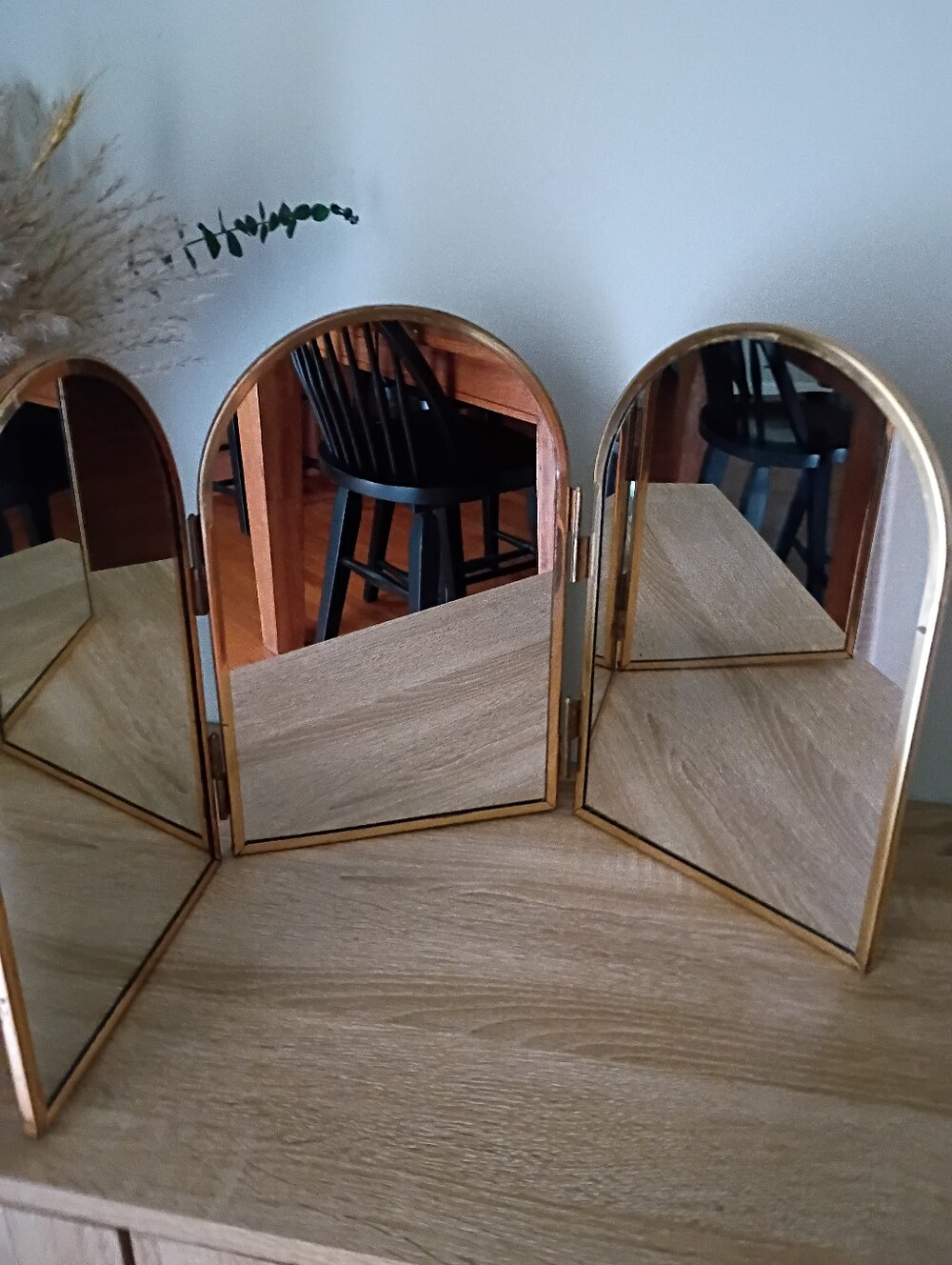 Vtg Avon Sonnet 3 Panel Trifold Mirror Reversible